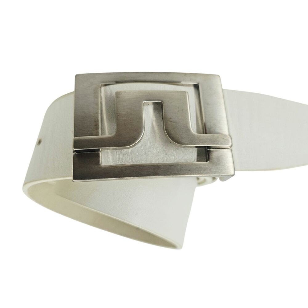 J.Lindeberg Slater Pro golf white leather belt brushed silvertone buckle size 36